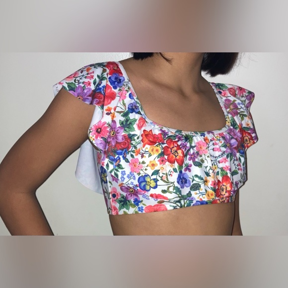 NEW H&M Nathalie Lete Girls Floral Swim Top Size 10-12 youth - Picture 1 of 8